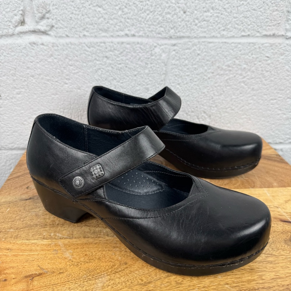 Dansko Tandy Black Leather Mary Jane Clogs Size 41 (US 10.5–11)